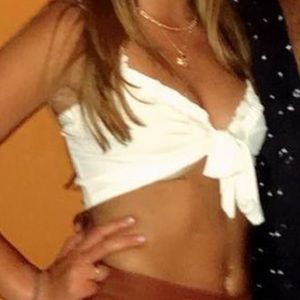 Ruffled front tie crop top